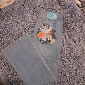 Candies vintage Hawaiian parrot flare jeans